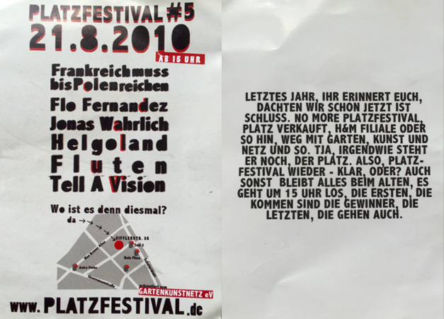 Platzfestival Flyer von 2010